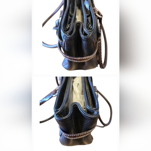 Brighton Laverne Retired Black Brown Pebbled Leather Shoulder Bag - Picture 14 of 16